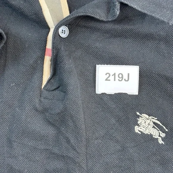 Burberry Brit Black Polo Shirt Nova Check Collar Men's M - Picture 11 of 11